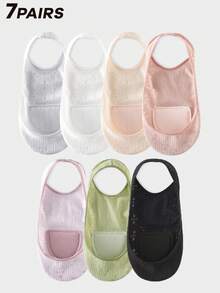 3/6 Pairs Lace Pattern Silicone Heel Grip Socks, Breathable Stockings - Multicolor - View 20