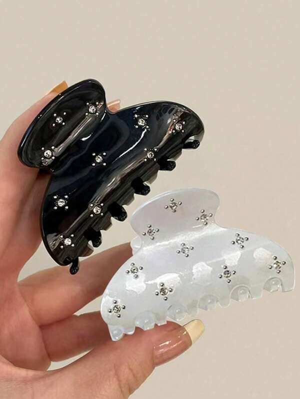 1 chiếc kẹp tóc hình bán nguyệt cỡ trung bình họa tiết bầu trời sao đính đá, dễ thương, đính đá, có họa tiết, thanh lịch, kẹp tóc họa tiết bầu trời sao mùa hè dành cho nữ, phụ kiện quần áo, phụ kiện nữ, phụ kiện tóc nữ, kẹp tóc.