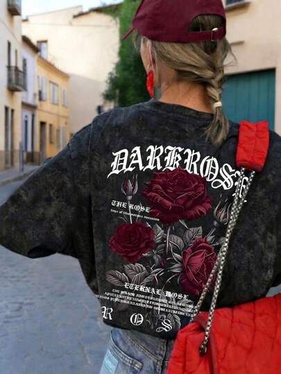 1pc Women's Summer Loose Round Neck Washed Cotton Short Sleeve T-Shirt Top, Printed Shirt Pattern, Suitable For Vacation, Office, Outing, Daily, Date, Party, Gathering, Street, Carnival, Music Festival, Valentine's Day, Party Occasions. Also Very Suitable For Outdoor Wear, Versatile Style, Is The First Choice T-Shirt Top For Summer Outfit.