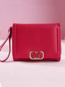 Women Short Zipper Tri-Fold Wallet With Butterfly Metal Decor Fashion New Multi-Card Slot Handheld Coin Purse Wallet Purse Wallet Mini Wallet Small Wallet - màu đen - Xem 3