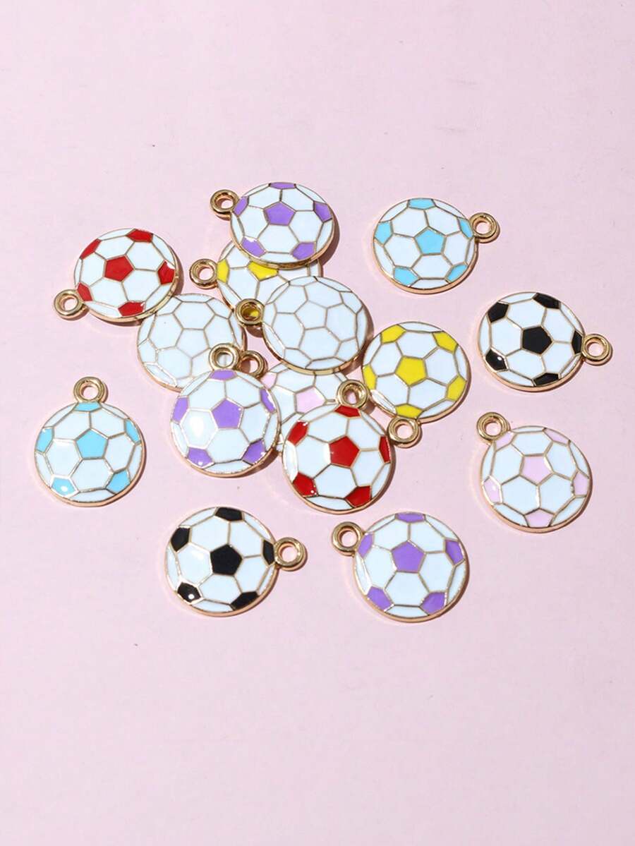 10个/20个/50个/100个随机混合足球形油滴吊坠 DIY饰品制作材料 - 足球 - 查看 1