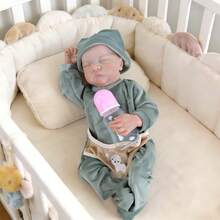 1个18英寸仿真全乙烯基娃娃，逼真重生娃娃 - 手绘头发，完美伴侣礼物，生日礼物，游戏屋玩具 - 綠色 - 查看 7