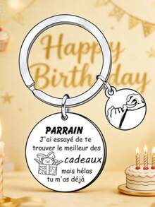 Godfather Gift Keychain, Godfather Gift Birthday Gift, Casual Relaxed Party Cute Street Elegant Zinc Alloy Party - Silver - View 7