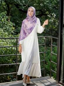 1pc Tie-Dye Casual Polyester Printed Scarf, All Season - Lilac Purple - View 1