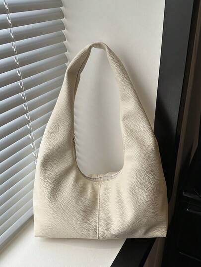 1 pieza Bolso de mano de unicolor de PU personalizado para uso diario, bolso de tela minimalista, bolso de hombro, bolso de axila