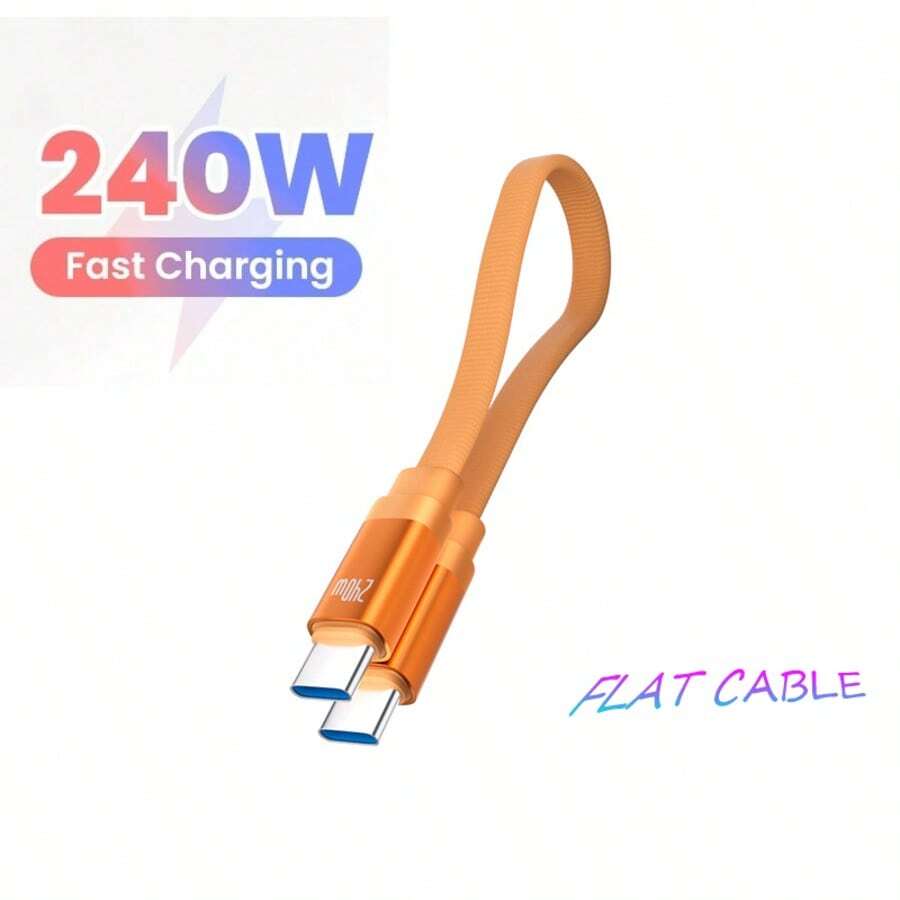 Cáp USB-C ngắn 20cm, hỗ trợ sạc nhanh 240W, cáp dẹt từ tính bện, phù hợp với 15, 16, 17. - trái cam - Xem 1