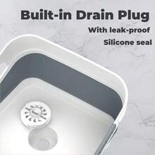 2,6 Gal (10L) Botella de lavabo plegable, Gris Lavabo plegable ahorra espacio con tapón de drenaje para lavar botellas, Cubo plegable Artículos esenciales de cocina para autocaravana Envío local - Gris - Ver 4