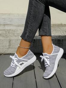Giày thể thao mùa hè thoáng khí bằng lưới dành cho nữ, giày sneaker đế mềm nhẹ, giày chạy bộ dành cho học sinh. - Xám - Xem 3