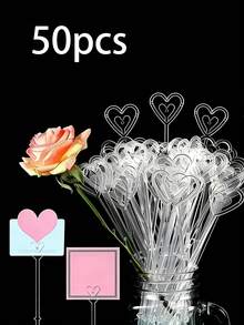 50 chiếc kẹp thiệp hình hoa trái tim - Chất liệu nhựa bền, đa chức năng, hoàn hảo cho đám cưới, Ngày Valentine, lễ đính hôn, tiệc cô dâu và các dịp khác. - Nhiều kiểu dáng - Xem 9