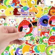 100pcs Hand-Drawn Colorful Fruit & Vegetable Expression Stickers, Waterproof Decorative Stickers For Water Bottles, Phones, Wholesale - Multicolor - View 4