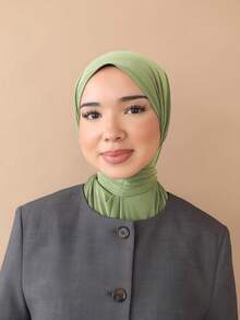 1顶时尚休闲优雅速戴头巾帽，经典简约时尚的针织面料，柔软透气，适合日常生活、节日、祈祷等场合。 - 彩色 - 查看 5