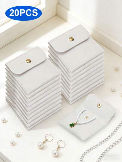 1/20pcs Velvet Mini Jewelry Storage Bags With Snap Closure, Suitable For Rings, Bracelets, Necklaces, Earrings And Watches - Great For Home Storage, Travel, Gifting, Jewelry Pouches, Wedding Favor Bags