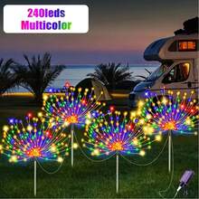 太阳能LED花园灯，IP65防水，8种照明模式，太阳能装饰灯，内置可充电镍氢电池，不可拆卸光伏组件，适用于圣诞节、庭院、小径和别墅装饰，户外花园照明，适用于小径、庭院和露台 - 彩色 - 查看 23