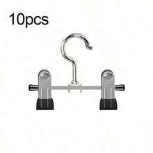 10pcs Clothes Hanger Set: Steel Hangers For Hanging Shirts, Pants, Skirts And Other Garments. Rotatable Hangers With Adjustable Non-Slip Clips, Convenient To Use (Max Length 17cm/6.69in) - Multicolor - View 11