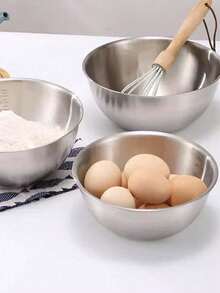 3pcs Stainless Steel Mixing Bowls - Nesting, Dishwasher , Kitchen Prep And Storage Bowls - Silver - View 9