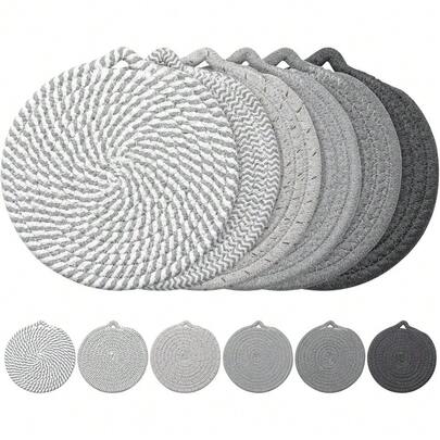 Heat Resistant Cotton Trivet Set Of 7 For Hot Pots Pans Kitchen Counter Dining Table Protection From Scratches And Stains