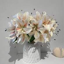 6/1pc Champagne Artificial Lily Flower, Lifelike Floral Decor Suitable For Home Decor, Bouquets, Home Decoration, DIY Wedding Bride Gift, Birthday Party Supplies, Tabletop Decor, Yard Decor, Wedding Decoration, Bouquets, Fake Flowers, Back To School Decor - Champagne - View 6