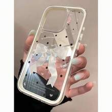 波点丝绸蝴蝶结手机壳，兼容 17 Pro Max/16/15/14、13 软壳 12/11 - 粉色 - 查看 5