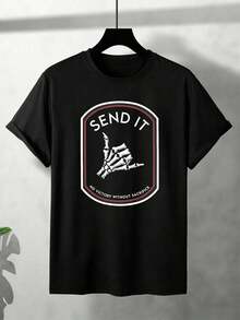 Men Plus Size T-Shirts - Black - View 2