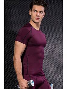 Men Workout Clothes - Burgundy - View 2