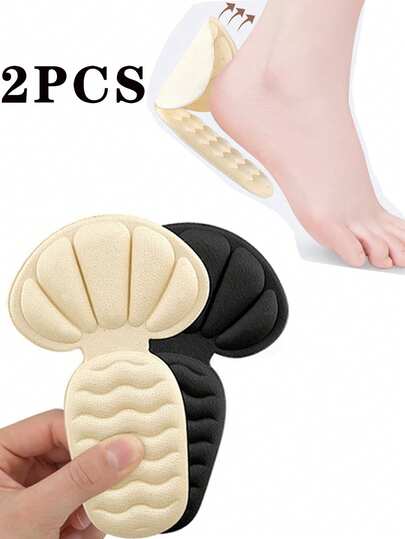 2 piezas Cojines para talón, opciones de color albaricoque y negro, almohadillas para talón autoadhesivas de espuma de memoria adecuadas para tacones altos, zapatos casuales y otros zapatos, nuevo diseño talla grande grueso mejorado