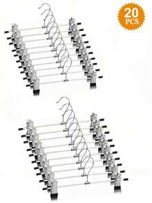 10 piezas Perchas de metal para adultos con agarres antideslizantes y abrazaderas ajustables para pantalones, jeans, faldas y vestidos. Solución de almacenamiento y organización de armario que ahorra espacio. Perchas de acero inoxidable de alta resistencia - Negro - Ver 24