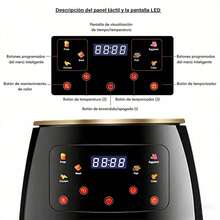 Freidora de Aire Inteligente Multifuncional de 1 pieza - Capacidad de 6L, Horneado de Alta Temperatura a 200°, Cesta de Freír Extraíble, Pantalla Digital y Temporizador, Cocina sin Grasa y sin Aceite, Adecuada para Pizza, Camarones, Bistec, Pollo Frito - Tipo de Enchufe A USA (110-127V) - Ver 7