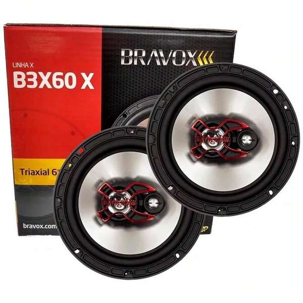 Bravox B3X60X Par de Alto-falantes Triaxial para Som Automotivo 6" Polegadas 100W Rms 4 Ohms