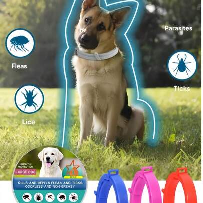 1 Stück 38/70cm Flohen- und Zeckenhalsband für Katzen und Hunde, verstellbar, bequem und leicht zu entfernen, empfohlen für Welpen und große Hunde zum kontinuierlichen Tragen für 1 Woche, mit praktischem Schnellverschluss-Design für bessere Wirkung. Enthält natürliche Inhaltsstoffe, verhindert Hautinfektionen, geeignet für Welpen ab 7 Wochen. Haustierzubehör