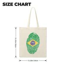 Brazil National Team Fingerprint Flag Canvas Tote Bag, 2026  World Cup Patriotic Shopping Bag, Vintage Casual Shoulder Bag For Seleção Fans - Màu be - Xem 6