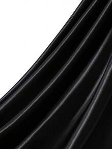 1pc Satin Fabric, Smooth And Shiny Material, Suitable For Wedding Dresses, Clothing Sewing, DIY Crafts, Solid Color Satin Fabric - Black - View 1