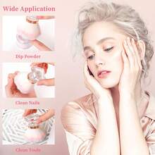 1 Pc Women Pink Soft Bristle Nail Dust Brush, Rose Shape Gentle Nail Dust Powder Remover, Manicure Cleaning Tool For Acrylic Nails, Home & Salon Use - 彩色 - 查看 8