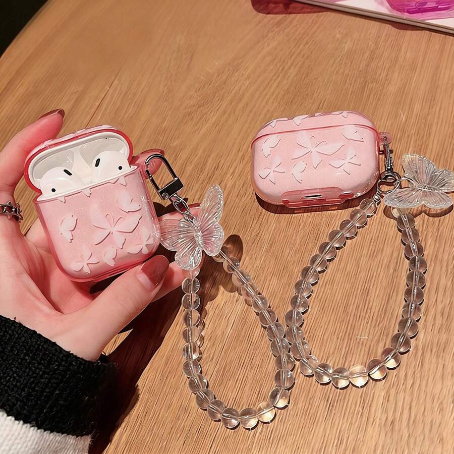 Ốp bảo vệ chống rơi vỡ màu hồng lấp lánh dành cho tai nghe Bluetooth Apple, tương thích với ốp tai nghe Bluetooth Apple, chống trầy xước và chống sốc. - Nhiều màu - Xem 1