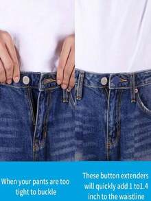 12 chiếc đai nới rộng eo bằng vải denim không đường may, có thể điều chỉnh, kèm nút cài eo, kẹp nới rộng eo không cần may, khóa thắt lưng có thể tháo rời. - A - Xem 3