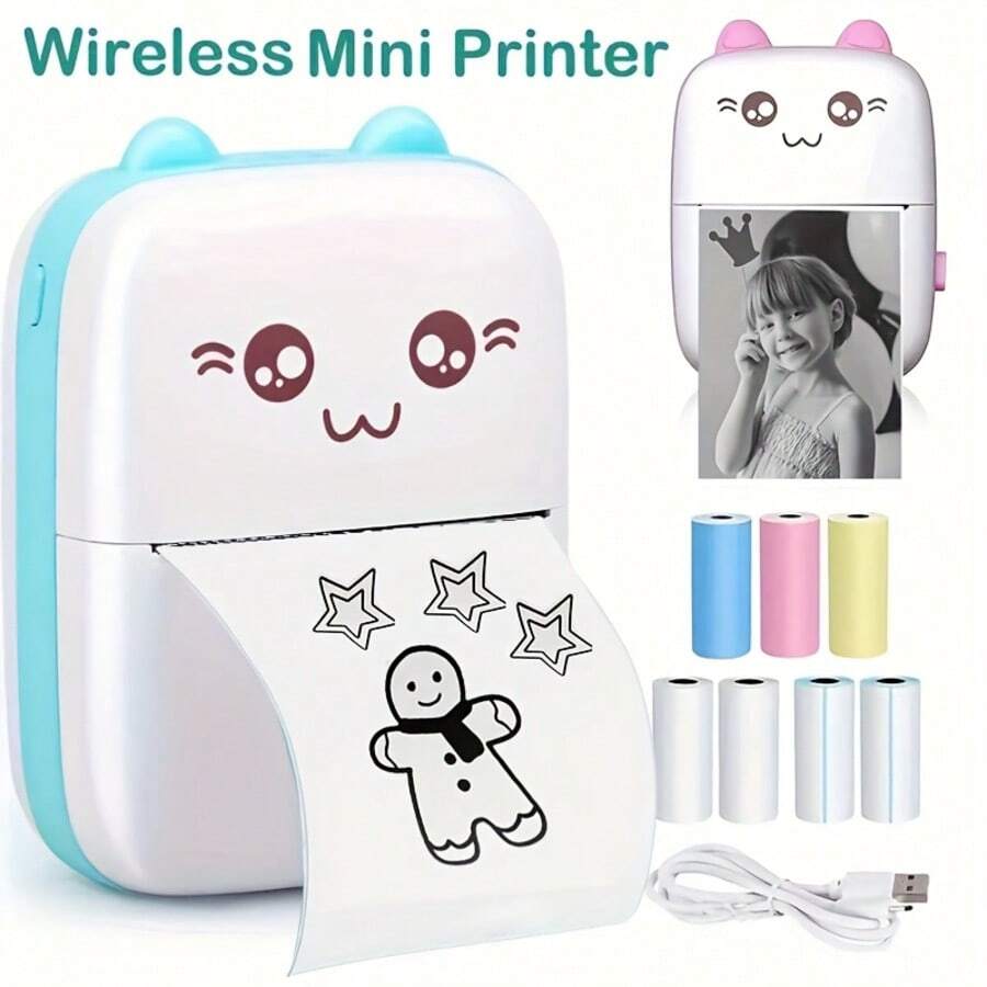 SOKANY Impressora Portátil Sem Fio Mini, Design Fofo de Gato, Fácil de Carregar, Interface USB (400mAh), Adequada para Todos os Smartphones. Imprima Fotos, Etiquetas e Anotações a Qualquer Hora e em Qualquer Lugar. O Presente Perfeito para Estudantes e Trabalhadores de Escritório. Também Ótimo para Viagens e Uso Doméstico. A Impressão Instantânea Mudará a Sua Vida.