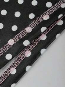 Women's Casual Graphic Print "Girl" Zip-Up Hoodie And Pants Set, Street Style Sporty Long Sleeve 2-Piece Outfit, Suitable For Party And Gathering Wear, Autumn - 黑色波點 - 查看 6