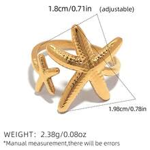 3pcs/Set 18K Gold Plated 304 Stainless Steel Starfish Rings, Fashionable Stackable Beach Style Rings Suitable For Women And Teen Girls - Multicolor - View 7