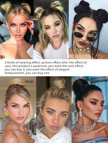 合成假发、发圈、直发圈、女士仿真发、蓬松自然发髻、懒人盘发 - 彩色 - 查看 8