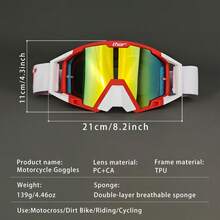 Professional Motocross Goggles, Full REVO Lens Unobstructed Vision, Adjustable Strap, Dense Sponge Comfort Fit, All-Weather Protection For Riding Skiing ATV ADV, Perfect Gift For Adults Teens - THOR - View 3