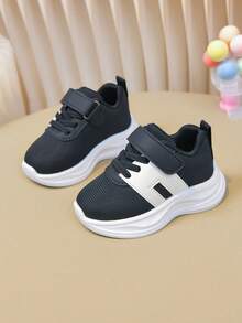 1 par de zapatos infantiles, zapatos de malla negra con suela blanda, zapatillas infantiles con , para primavera y otoño - Negro - Ver 1