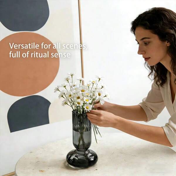 1 Stück moderne mehrfarbige Glasvase, geeignet für Wohnzimmer, Schlafzimmer, Büro, Hydrokultur Blumenarrangement, Kristallvase für elegante Dekoration