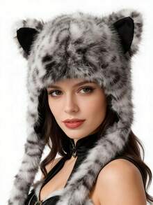 Mũ len giả lông thú hình tai cáo dễ thương, cá tính, mang phong cách Y2K độc đáo dành cho nữ mùa thu đông, giữ ấm tai, thích hợp cho đạp xe, đi biển, mùa hè. - A - Xem 1