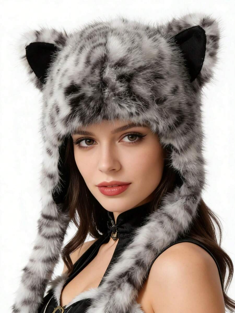 Mũ len giả lông thú hình tai cáo dễ thương, cá tính, mang phong cách Y2K độc đáo dành cho nữ mùa thu đông, giữ ấm tai, thích hợp cho đạp xe, đi biển, mùa hè. - A - Xem 1