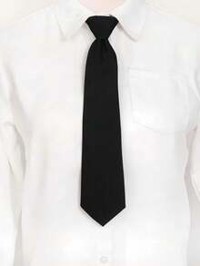 可调节黑色弹力领带。时尚百搭，简约休闲，适合学术场合、JK制服及职业衬衫等场合。男女皆宜，可搭配校服。尤其适合男士商务场合。 - 黑色 - 查看 1