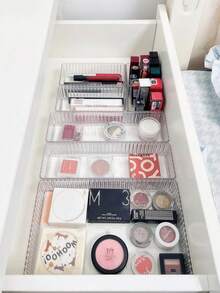 7/6pcs Transparent Drawer Style Storage Boxes, Makeup Organizer, Drawer Divider Tool, Bathroom Essentials, Bedroom Must-Have, Travel Essential, Back To School - Clear - View 2