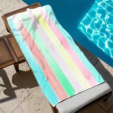 1pc Colorful Striped Summer Beach Towel: Ideal Choice For Beach And Pool Fun - 2 - View 3