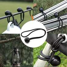 1pc/10pcs/20pcs Heavy Duty Nylon Elastic Rope With Metal Ball Buckle Hook - 55.34kg Tensile Strength, Waterproof Black Elastic Cord, Suitable For Tent Stakes, Camping Gear And Outdoor Equipment, Durable And Flexible Heavy Duty Rope, Back To School Tie - Black - View 1