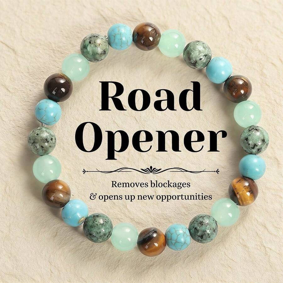 虎眼石与蓝玉髓手链，波西米亚风优雅珠宝，女士珠宝，完美礼物 - 多色 - 查看 1