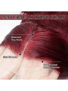 蕾丝前假发，真人混纺发，自然波浪，预先拔毛，无胶，200密度，女士真人混纺假发，预先拔毛，13x4高清蕾丝前假发，无胶，自然黑 - SBUG - 查看 13