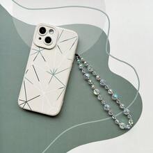 Fashionable Minimalist Iridescent Transparent Crystal Ball Beaded Phone Lanyard, Handmade Phone/Camera Charm - Silver - View 3